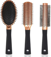 Set di 3 Spazzole Antistatiche per Tutti i Tipi di Capelli – Sfilacciare, Massaggiare e Stilare
