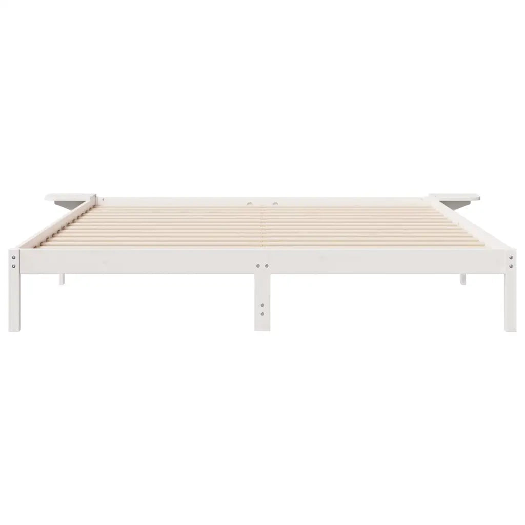 Letto con Tavolini Laterali Bianco 200 x 210 cm Pino massello