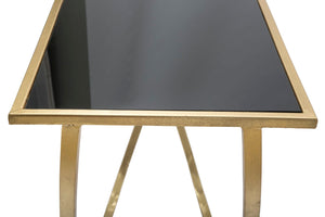 Console Ring 120x40x79 cm in Ferro MDF e Specchio Nero e Oro
