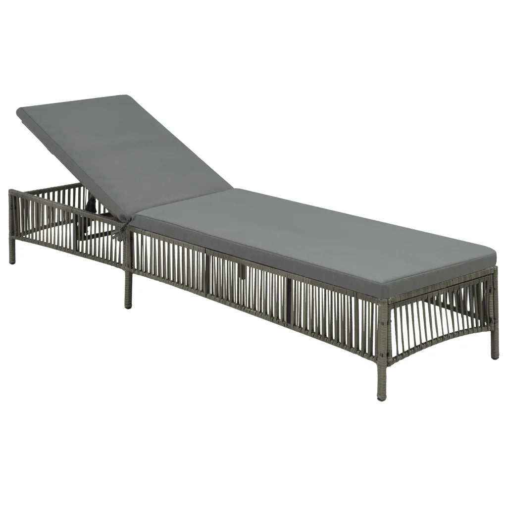 Lettino Prendisole con Cuscino in Polyrattan Grigio 44455