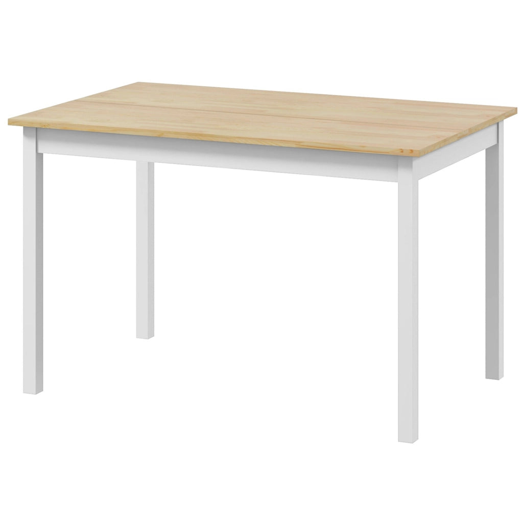 Tavolo da pranzo in legno massello design vintage ¨C Minimal ¨C naturale e bianco 120 cm
