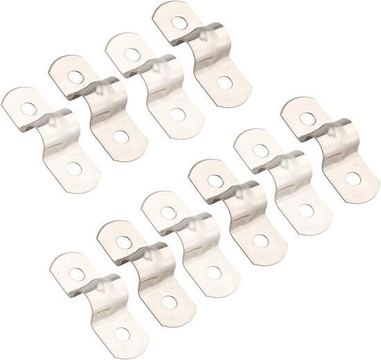 Set di 10 Viti a Clip RVS - 2 Fori per Fissaggio - Riduzione Rumore di Vibrazione - Resistente alla Corrosione - Dimensioni 3,8 x 1,2 x 0,8 cm - Clip per Tubi