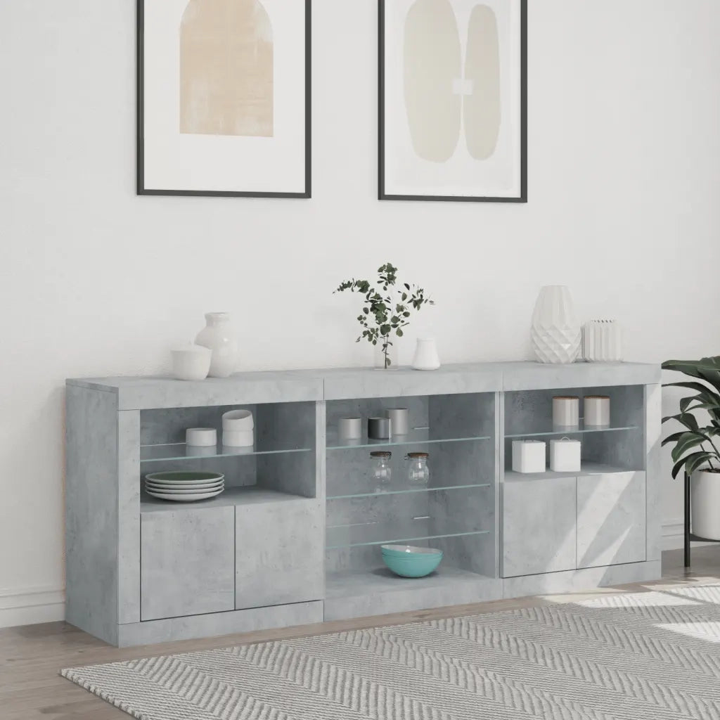 Credenza con Luci LED Grigio Cemento 181,5x37x67 cm 3209040