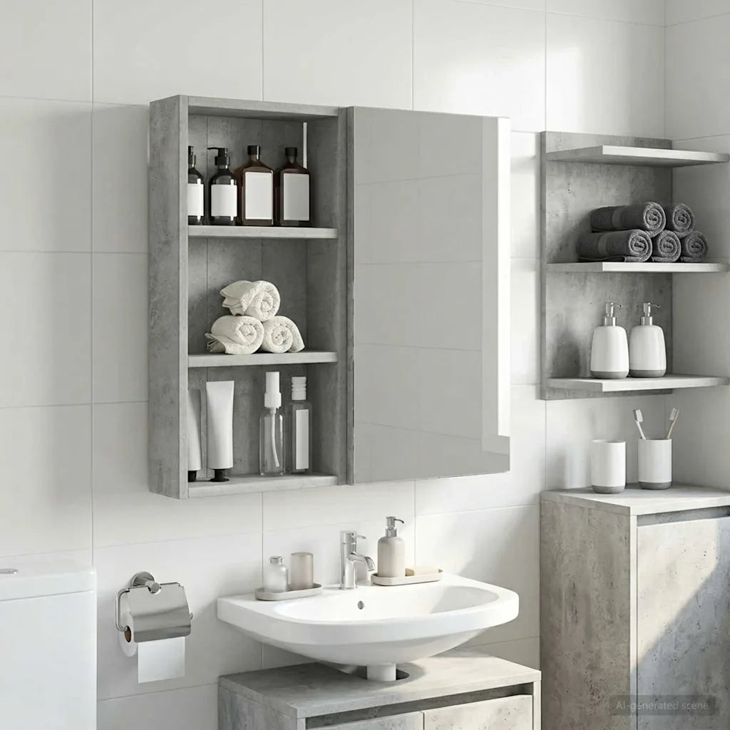 Armadio da bagno a muro Grigio Cemento 30 x 10 x 60,5 cm 889322