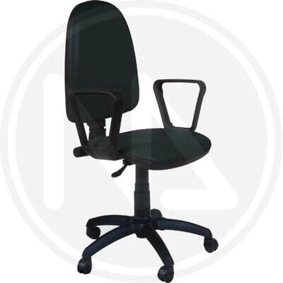 SEDIA DA UFFICIO THEMA PELLE IGNIFUGA NERO CM. 60x55x110H
