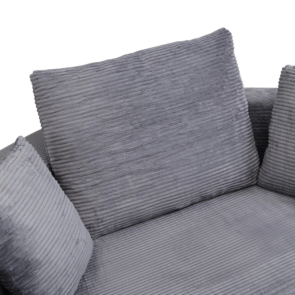 Divano letto, design senza struttura, divano a mezzaluna, con cuscini, divano modulare, tessuto in velluto a coste, grigio