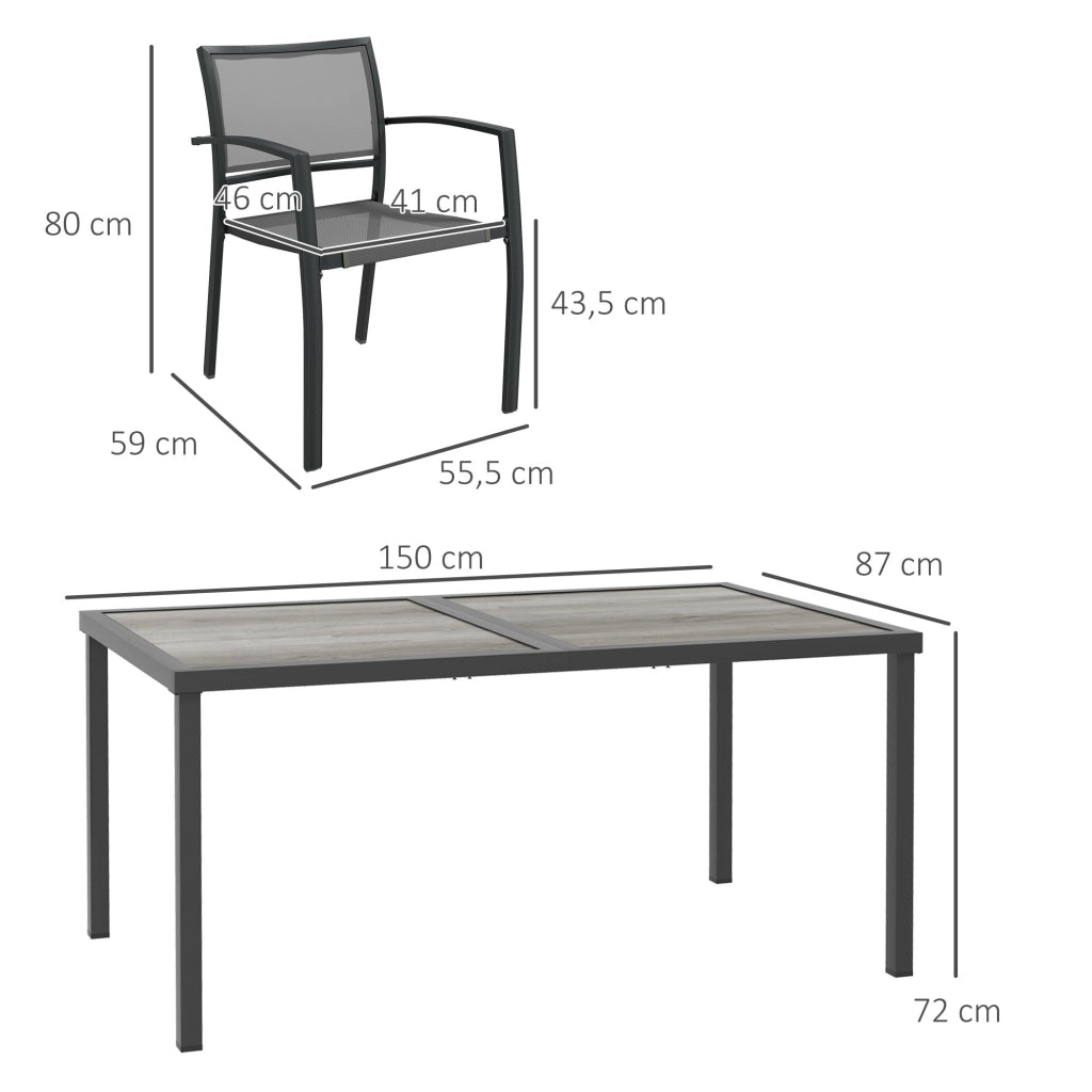 Set Giardino Tavolo e Sedie ¨C zephmum ¨C Grigio Polyrattan 150x87x72 cm