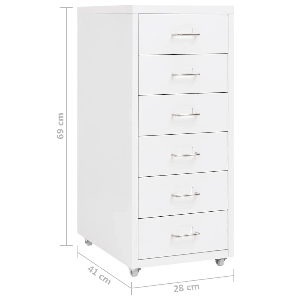 Schedario Mobile Bianco 28x41x69 cm in Metallo CFW7876137