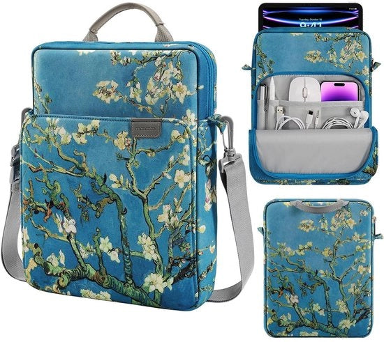 Tas per tablet da 9-11 pollici con maniglia e cinturino per spalla adatto per iPad Pro M4/iPad Air M2, iPad 10e 10.9, iPad 9/8/7e 10.2, iPad Air 5/4e 10.9, Tab S8/S9 11, colore abricot.