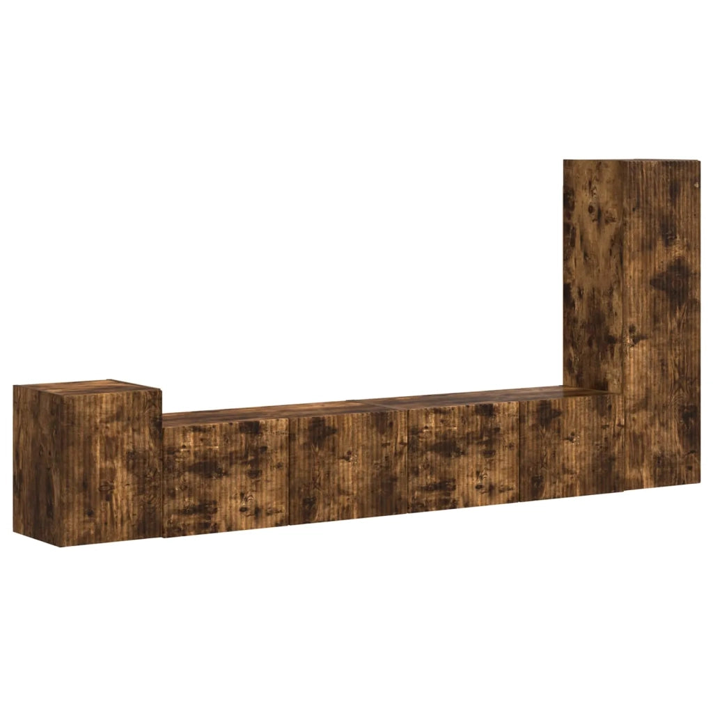 Set mobile TV 3 pz-Credenza per TV Rovere fum¨¦ Legno multistrato 243486