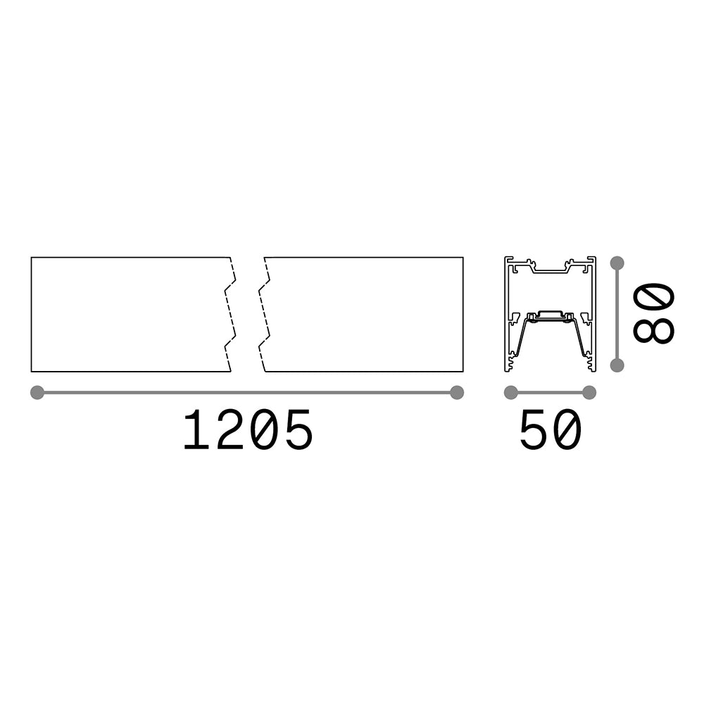 Sistema Lineare Fluo Wide Alluminio Nero Led 27W 3000K Luce Calda L.120,5Cm