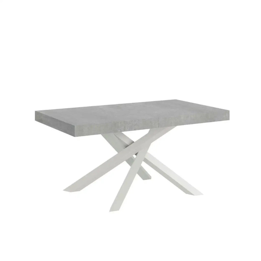 Tavolo allungabile 180/284x90 cm Volantis Premium colore cemento gambe bianche