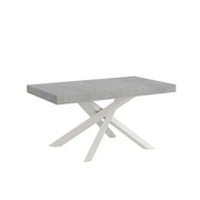 Tavolo allungabile 180/284x90 cm Volantis Premium colore cemento gambe bianche