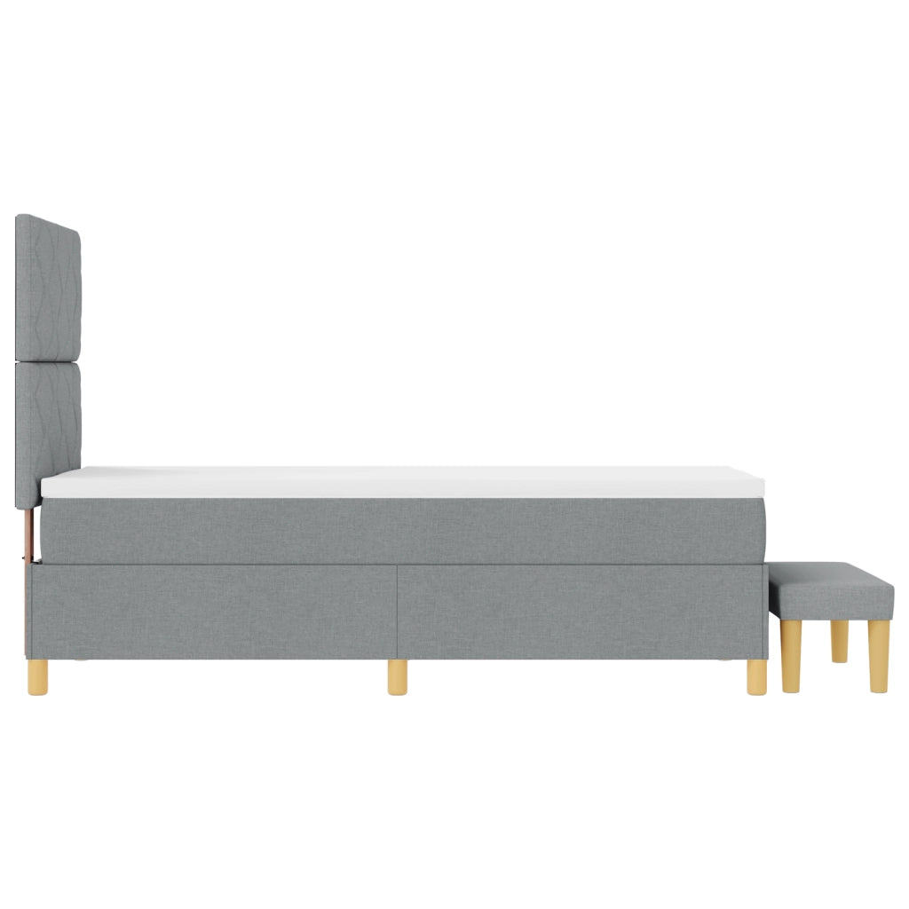 Letto Box Spring con Materasso e Panchina Grigio Chiaro 80x200 cm Tessuto