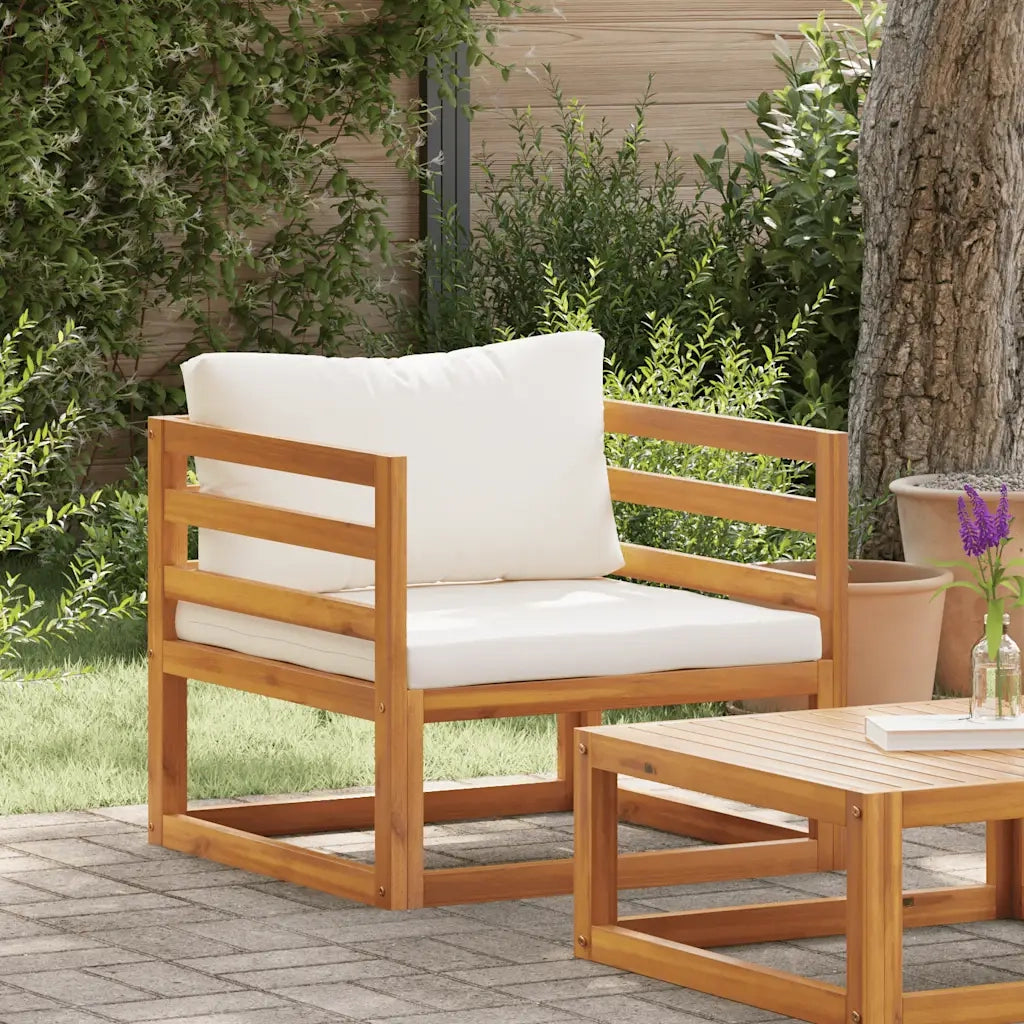 Sedia da Giardino con Cuscino Crema in Legno Massello di Acacia cod mxl 78161