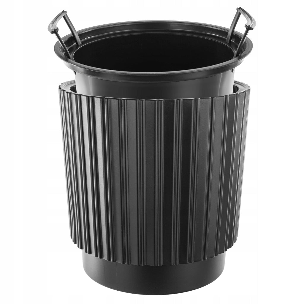 Vaso da fiori KADAX da 30 cm con coperchio e inserto, vaso da fiori in plastica nera