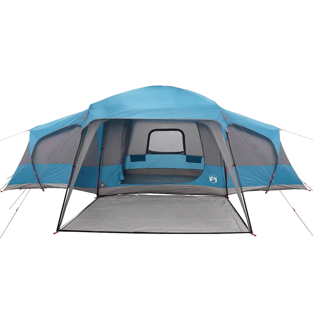 Tenda da Campeggio con Portico Cupola 9 Persone-Tenda per Escursionismo Blu Impermeabile