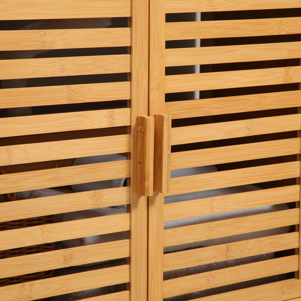 Mobile Bagno Sottolavabo in Bamb¨´ con 2 Ante 66x29x61,5 cm ¨C zephmum ¨C Naturale