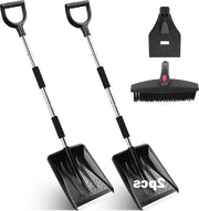 Sopraelevatore da neve 110 cm - 2 x pale, spazzola rotante e raschiatore - per famiglie, campeggio, giardino, auto