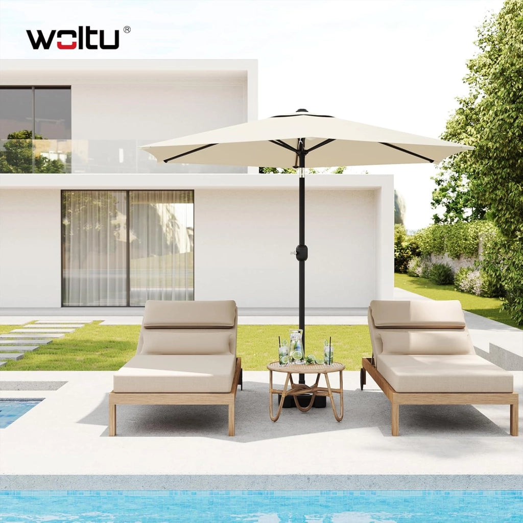 Ombrellone da Giardino, Ombrellone da Spiaggia Grande con Manovella, Ombrellone da Esterno, Protezione UV per Terrazza, Mare, Piscina