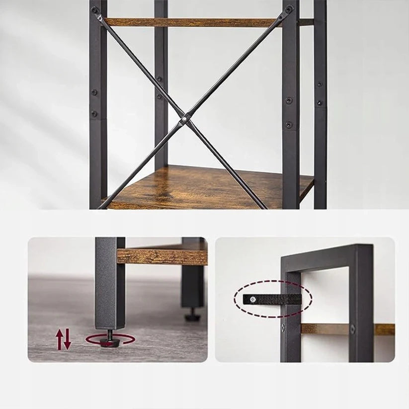 Libreria alta da 187,5 cm, finitura marrone, ideale per spazi ridotti.