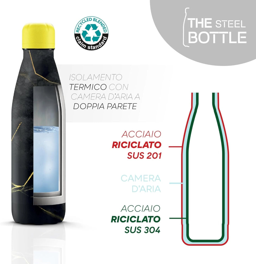 The Steel Bottle Bottiglia termica in Acciaio Inox Capacità 500 ml Chiusura Ermetica - 7 Fantasie