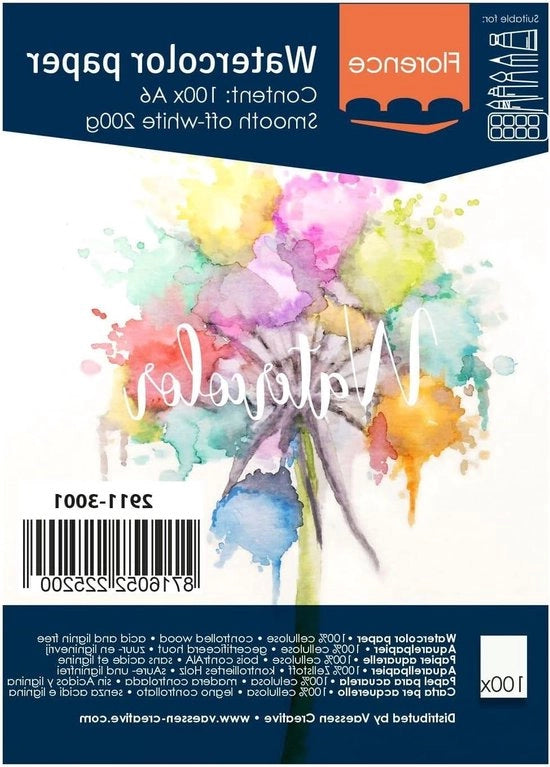 Papier acquerello liscio A6 200g 100 pezzi