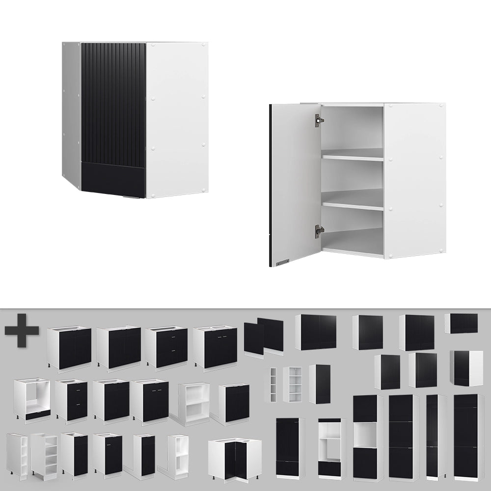 Vicco Mobile angolare da cucina Nero a righe 57 cm