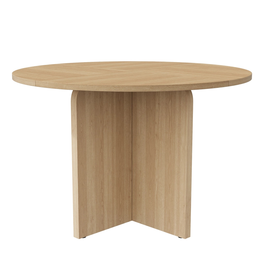 Tavolo rotondo da pranzo Ø120 cm in MDF effetto rovere, design scandinavo per 4-6 persone
