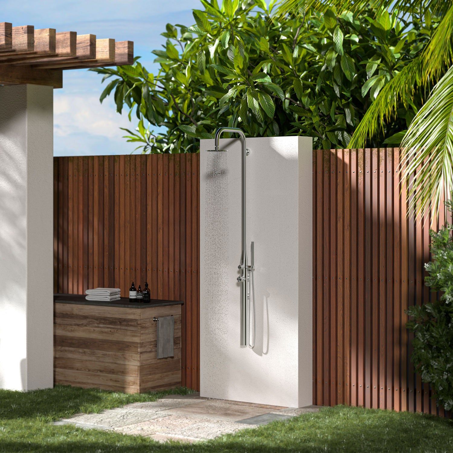 Doccia da Giardino in Acciaio Inox Installazione a Parete Sined Pula