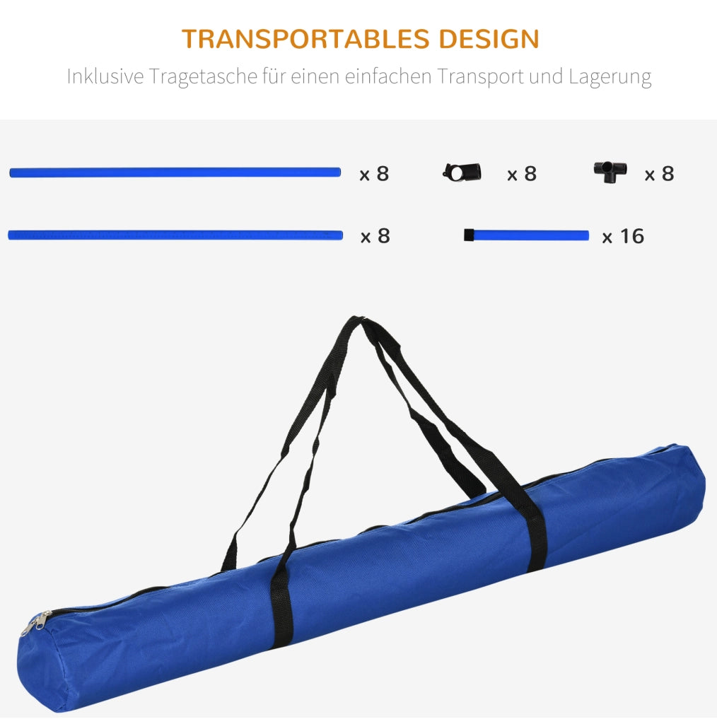 Set di allenamento agility per cani regolabile in plastica blu