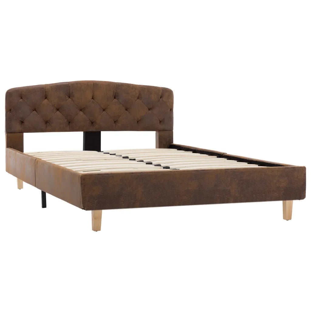 Giroletto-Struttura Letto Marrone in Similpelle Scamosciata 120x200 cm 992923