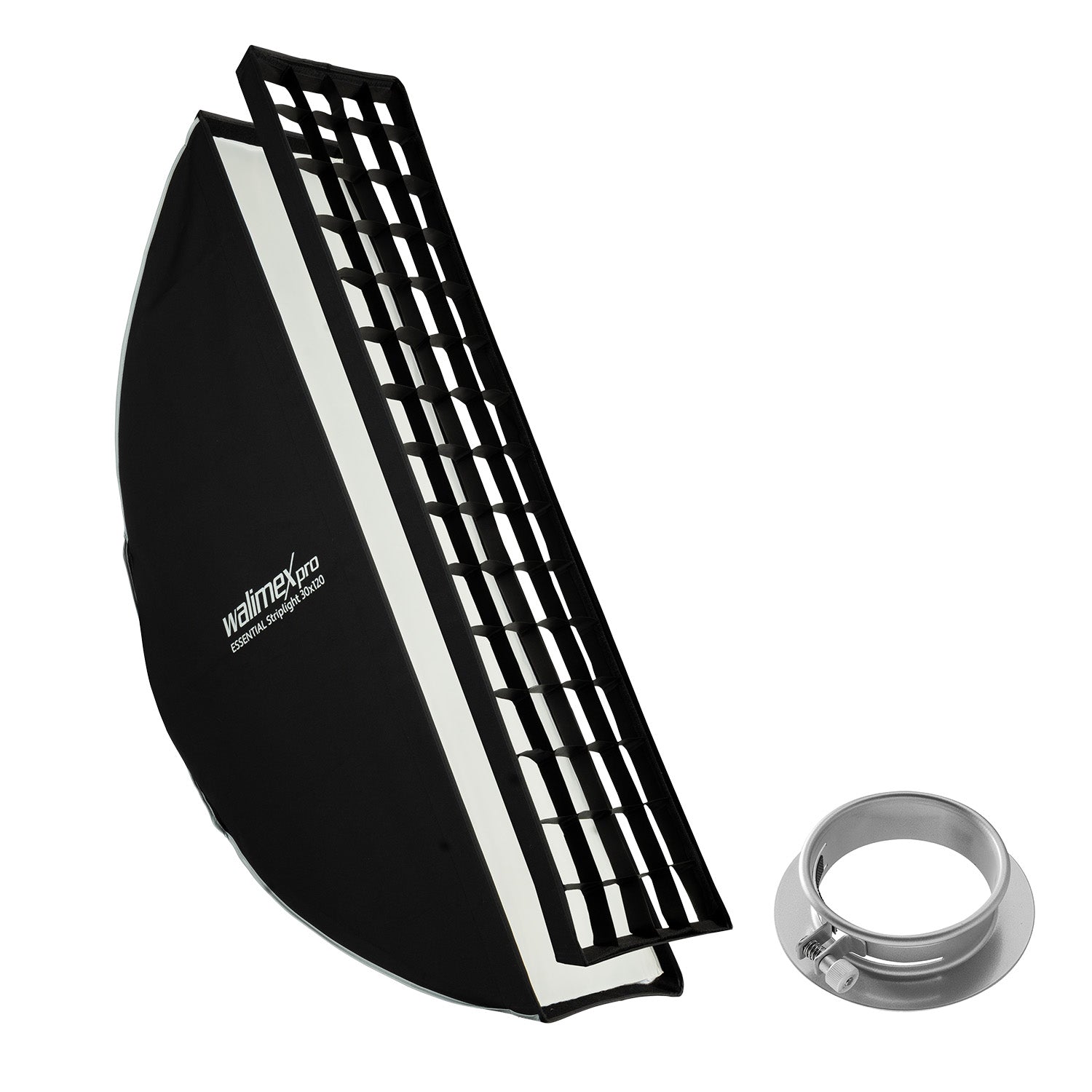 Essential Striplight Softbox 30x120cm + adattatore softbox per Profoto (diametro esterno: 15,2 cm), ruotabile a 360°, facile da montare, griglia inclusa, adattatore Bowens