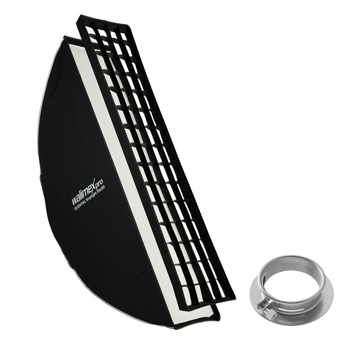 Essential Striplight Softbox 30x120cm + adattatore softbox per Profoto (diametro esterno: 15,2 cm), ruotabile a 360°, facile da montare, griglia inclusa, adattatore Bowens