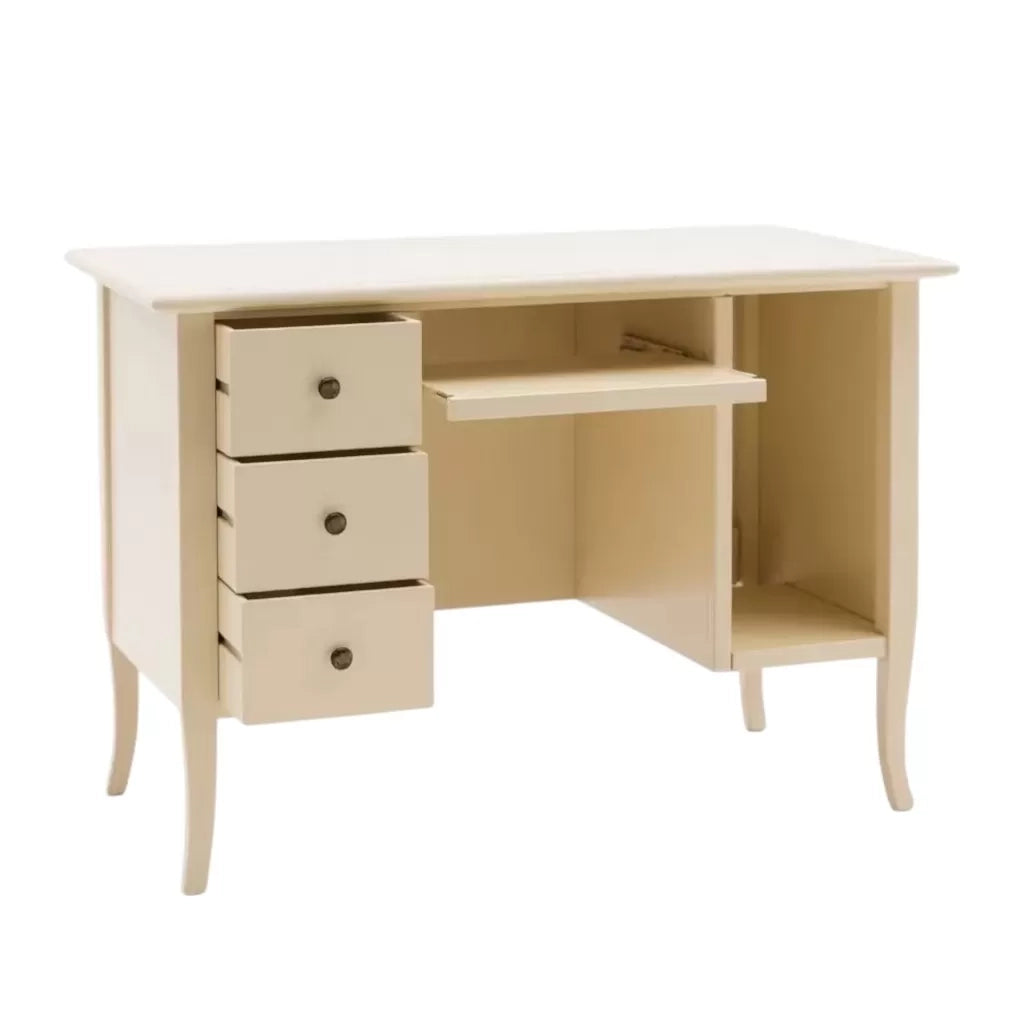 Scrivania porta computer arte povera legno avorio opaco 130x75x81 - Mobili 2G