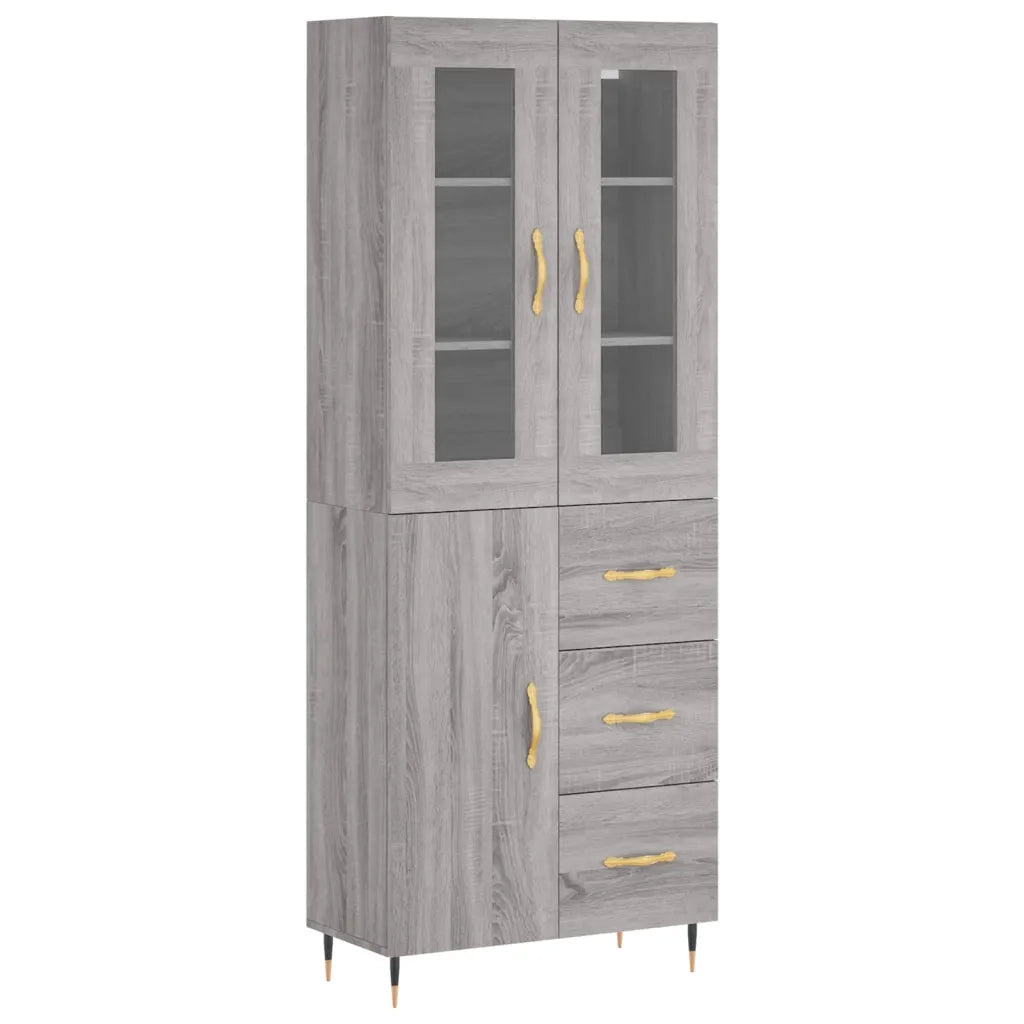Credenza-Buffet-Armadio da cucina Grigio Sonoma 69,5x34x180 cm in Legno Multistrato 245224