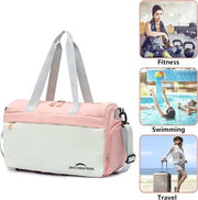 Borsa sportiva per donne e uomini, 35 litri, piccola borsa sportiva con tasca per scarpe, zaino, borsa per fine settimana, borsa impermeabile per allenamento, borsa per palestra con maniglia di trasporto e ripiano per mat di yoga, rosa, Classico