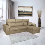 Divano con penisola contenitore cappuccino ComoII tessuto giulia9703