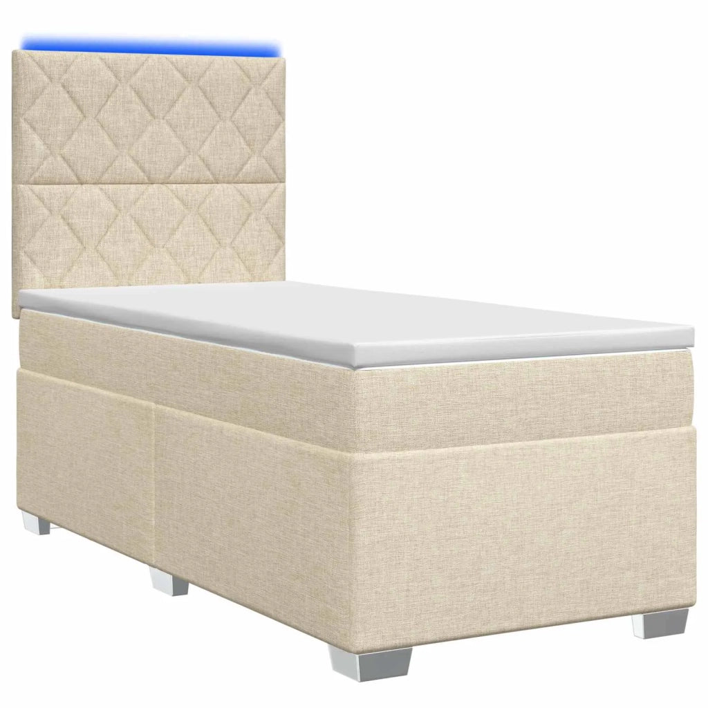 Letto box spring con materasso Crema 80 x 200 cm Tessuto 3454752