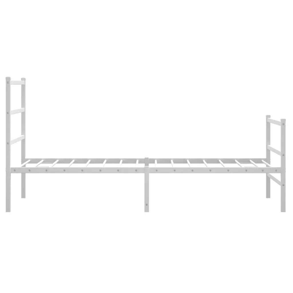 Letto singolo | Letto per adulti | Giroletto con Testiera e Pediera Metallo Bianco 90x190 cm
