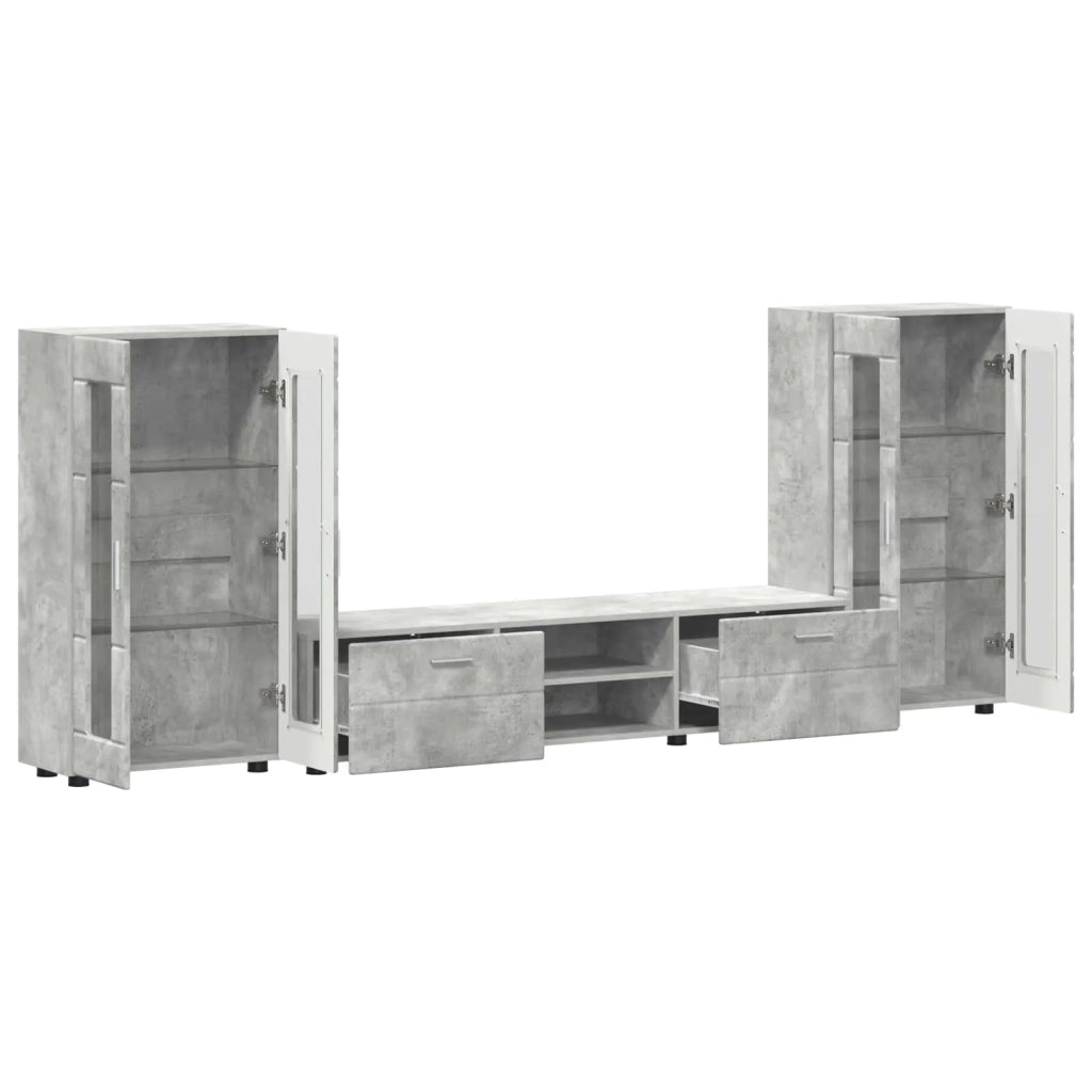 Set mobile TV FLORIN 3 pcs Grigio cemento Legno multistrato 3397937