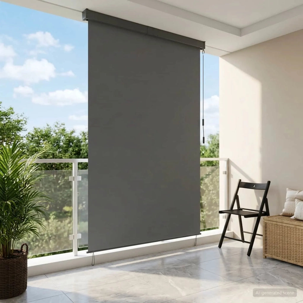Tenda a rullo Grigio Chiaro 120 x 250 cm Tessuto e Alluminio 42037184