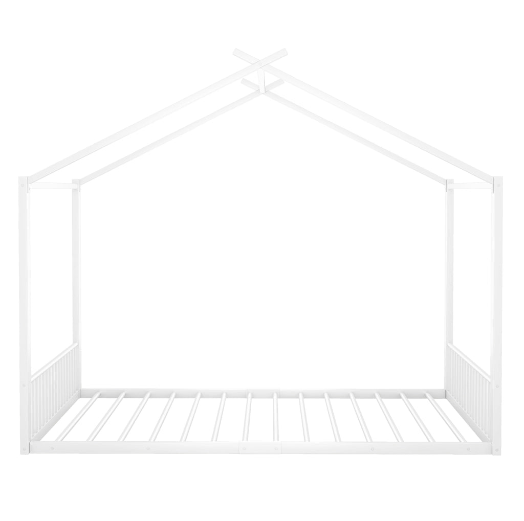 Letto a casetta 140x200 cm; struttura robusta in metallo; bianco (Senza materasso)