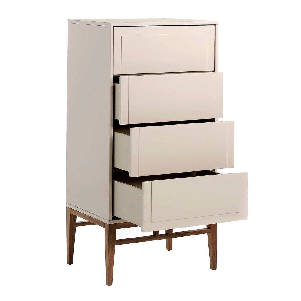 Chiffoniera in legno beige e noce