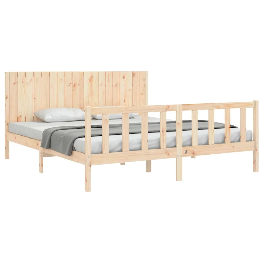 Giroletto con Testiera Super King Size-Struttura Letto in Legno Massello 589241