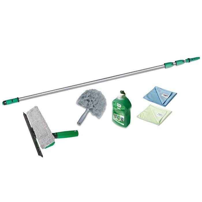 Set Pulizia Giardino d'inverno (detergente, tergivetro, asta di prolunga, panni in microfibra) AK131 | UNGER