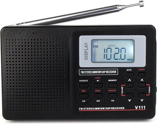 Radio Portatile - Speaker - Alarme - Timer - FM - Stereo/MW/SW - Ricevitore Mondiale - Display a LED - Compatta