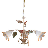 Lampadario 3xE14 Montatura Anticata Vetro Bianco Sfumato Ambra E-Energy Giulia