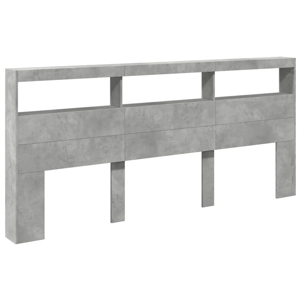 Testiera con Contenitore a LED Grigio Cemento 220x17x102 cm 839227