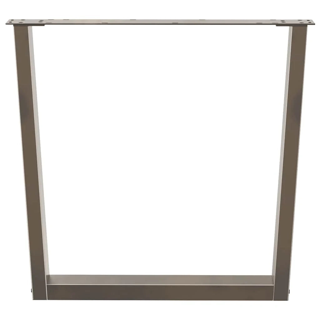 Set di 2 gambe per tavolo da pranzo geometriche modernizzate 90 x 72 cm con piedini regolabili in acciaio naturale 02_0056941